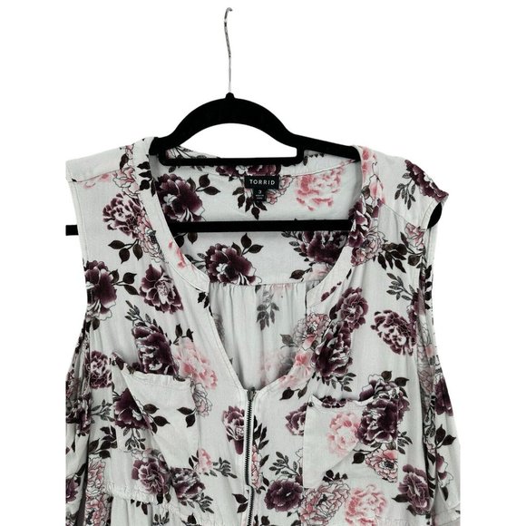 Torrid Womens Size 3 Floral Tank Top Knee Length Dress With Pockets Zip Floral - Picture 3 of 7